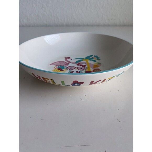 Sanrio Hello Kitty Beach Summer Tropical Ceramic Pasta Dinner Bowl Flamingo NEW - Picture 4 of 10